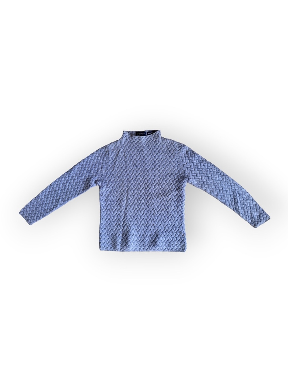 Charter Club Cashmere Light Blue Textured Mock Neck Long-Sleeve Top